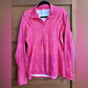 Under Armour Pink Cold Gear Base Layer Running  1/4 Zip Pullover in Neon Pink L